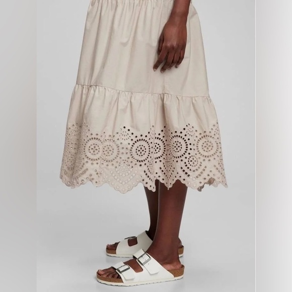 GAP 100% Cotton Beige One-Shoulder Midi Dress Size 4 - Picture 6 of 12